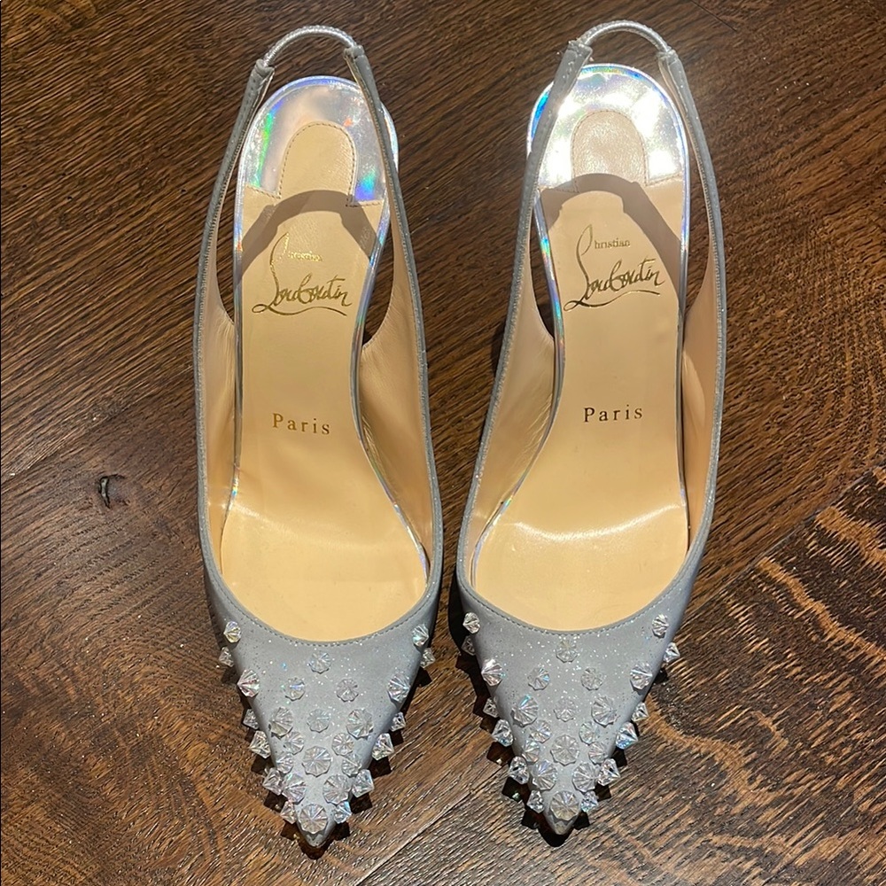 Christian Louboutin Silver Studded Women's Shoes